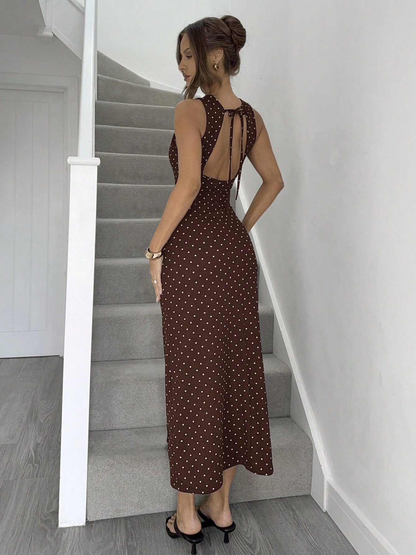 Vestido lunares marrón