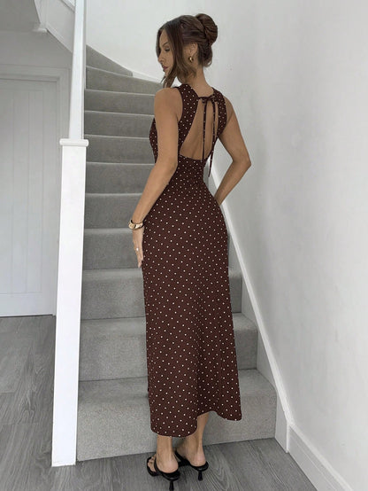 Vestido lunares marrón