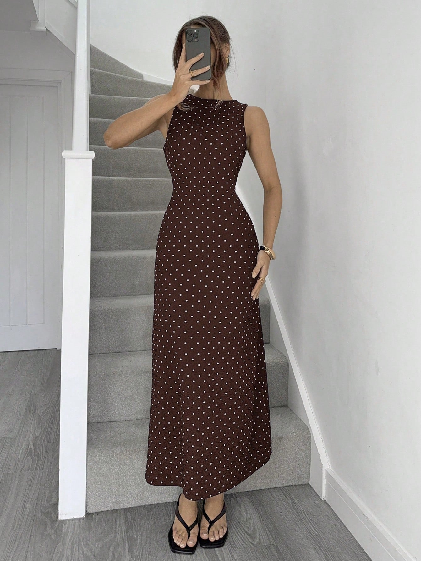 Vestido lunares marrón