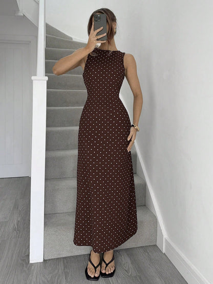 Vestido lunares marrón