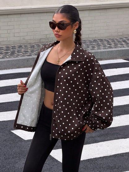 Chaqueta marrón lunares