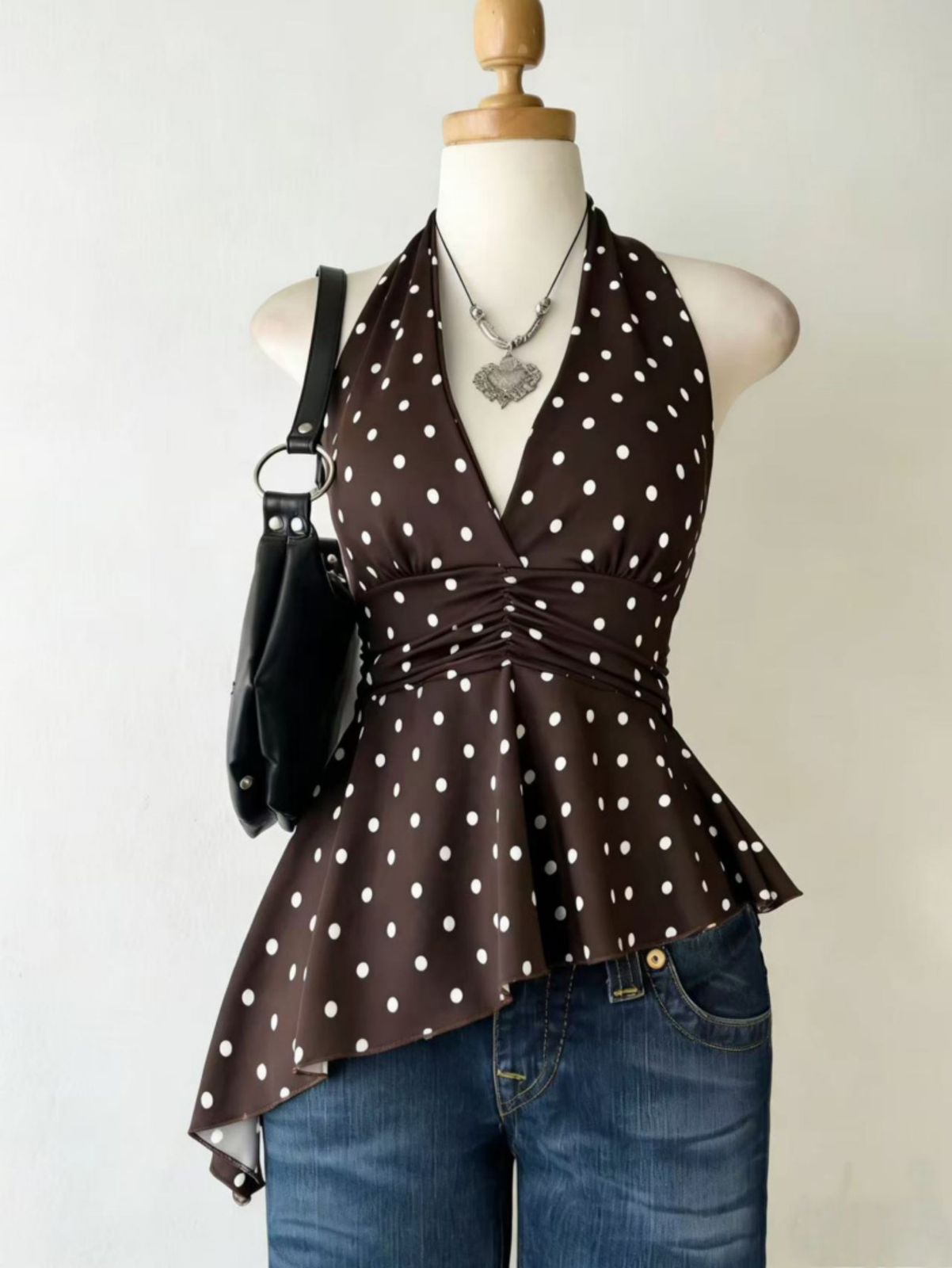 Blusa puntos café