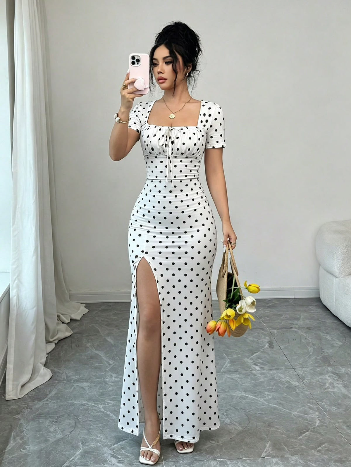 Vestido largo lunares