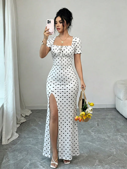 Vestido largo lunares