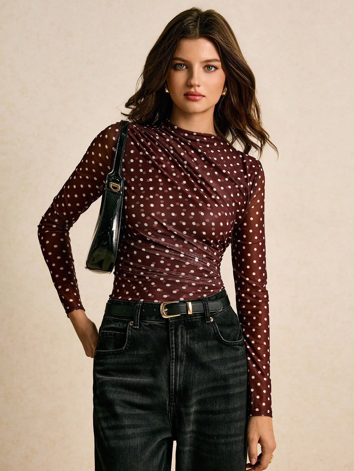 Blusa burdeos puntos